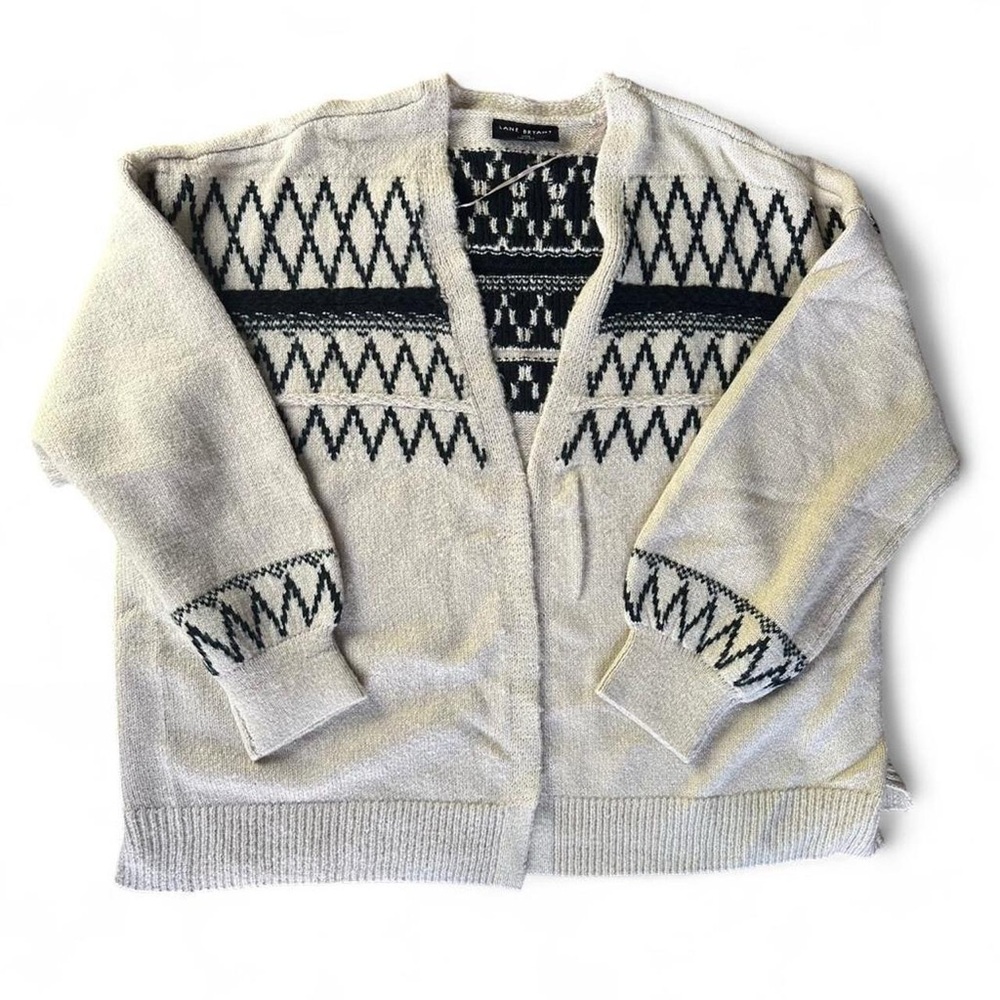 Layne Bryant Cream and Black Knit Cardigan Size 22/24 - Picture 2 of 4